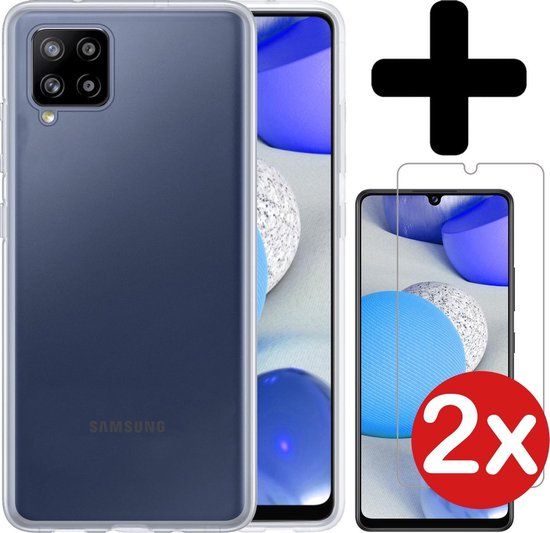 Transparant hoesje voor Samsung Galaxy A42 + 2x screenprotector - Siliconen TPU case