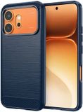 Techsuit Hoesje geschikt voor HONOR 600/600 Pro - Carbon Silicone Back Cover - Blauw