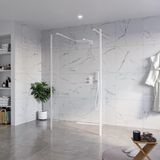 FortiFura Galeria Vrijstaande Inloopdouche - 110x200cm - Helder Glas - Antikalk - 8mm Veiligheidsglas - Mat Wit