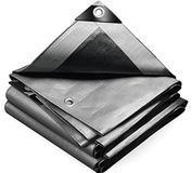 PromoHome Afdekzeil 4x6 m - Waterdicht Polyethyleen 240 g/m² - Extra Zwaar & Robuust met Aluminium Ogen - UV-bestendig - Grijs