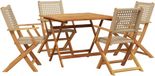 vidaXL 5-delige Tuinset Beige Poly Rattan en Massief Hout