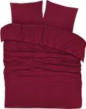 DoubleDry Dekbedovertrek Flanel 100% Coton Doux - Lit simple 140x200/220 cm + 1 Taie d'oreiller - Respirant & Hypoallergénique - Bordeaux