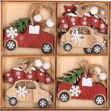 G. Wurm Gmbh + Co. Kg Lot de 24x pendentifs voiture en bois 6 x 5 cm - ornements de décoration de sapin de Noël en bois