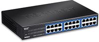 TRENDnet TEG-S24DG 24-poorts onbeheerde Gigabit GREENnet desktop metalen switch, ethernet splitter, ventilatorloos, 48 Gbps schakelcapaciteit