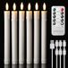 EXTSUD 6 stuks lange vlamloze flikkerende led-kaarsen met afstandsbediening, oplaadbare led-raamkaarsen, 22 cm, wit, decoratie voor Kerstmis, bruiloft, feesten, banketten