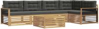 vidaXL Loungebank Set 6-delig Wit en Antracietkleurig Polyester