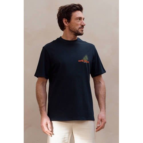 Kultivate T-shirt met backprint - donkerblauw