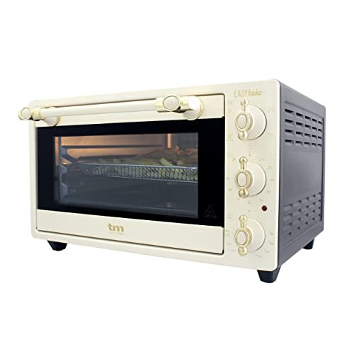 TM Electron EASYBAKE TMPHO020REB mini-oven in retro design met olievrije friteuse functie, 20 liter, instelbare temperatuur 80 °C tot 250 °C, 5 functies, inclusief 4 accessoires