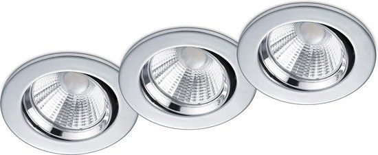 LED Spot 3 Pack - Inbouwspot - Trion Paniro - Rond 5W - Dimbaar - Warm Wit 3000K - Mat Chroom - Aluminium - Ø80mm