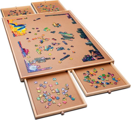 Puzzlr Puzzlr™ - Puzzelbord met Opbergsysteem - Houten Puzzelplaat Onderlegger met 4 Laden - 1000 Stukjes