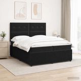 vidaXL LED Boxspringbed met Matras Zwart 200 x 200 cm Fluweel