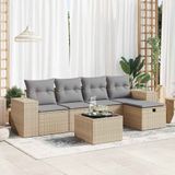 Maison Exclusive - Ensemble de meubles de jardin 6 pièces avec canapé et coussins, beige, en polyrotin