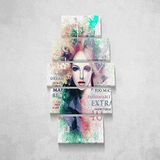 Homemania Wandfoto, dames, 5-delig, voor woonkamer, slaapkamer, meerkleurig, 100 x 3 x 60 cm, HM205PKNV-81, polyester, hout