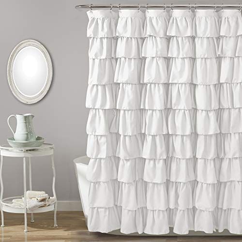 Lush Decor Driehoek Home Fashions 19211 weelderige decor ruches douchegordijn, wit