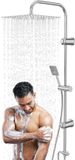 Merkloos Douchekraan Complete Set - Regendouche Systeem - Badkamer Upgrade - Verstelbare Wandmontage - 30x30 cm Kop - Zilver