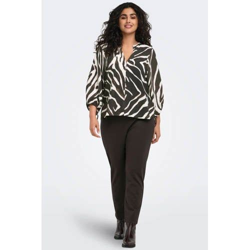 ONLY CARMAKOMA slim regular waist casual broek donkerbruin