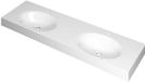 Wastafel INK Smooth Wastafel Polystone Dubbel met 2 Kraangaten - 1600x450x90 mm - Glans Wit