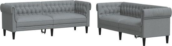 vidaXL 2-delige Loungeset stof lichtgrijs