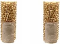 Decoris kralenslingers - 3x stuks - goud - 10 meter - kunststof - glans - kerstslingers