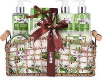 BRUBAKER Beautyset Bad- en Doucheset Aloe Vera - 13-delige Cadeauset in Decoratieve Mand
