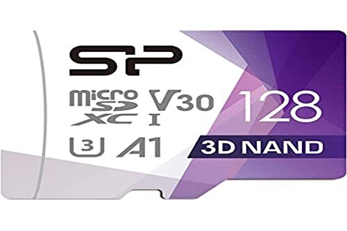 SP Silicon Power Siliciumvermogen 128 GB R/W tot 100/80 MB/s Superior Pro Micro SDXC UHS-I (U3), V30 4K A1, High Speed MicroSD-kaart met adapter