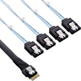 InLine® Slim SAS-kabel, SFF-8654 naar 4x SATA 7-pin, 12Gb/s, 1m
