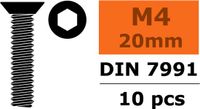Revtec - Hex Flat Head Screw - M4X20 - Steel - 10 pcs