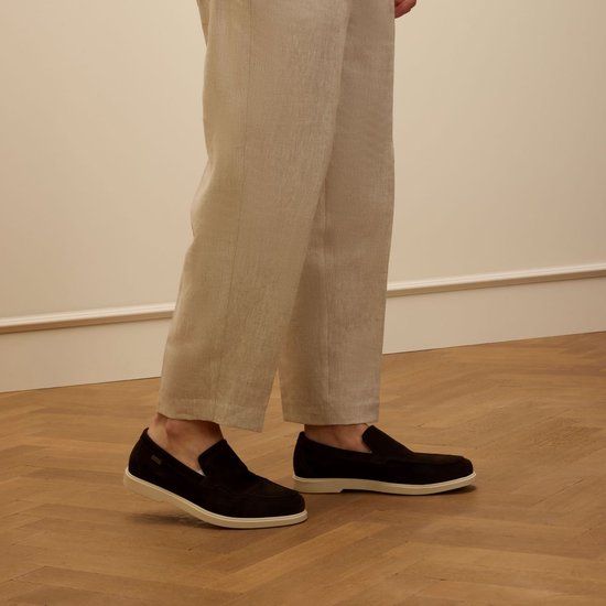 Manfield Heren Bruine Suède Loafers Maat 46
