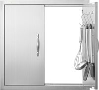 VEVOR Porte d'accès pour grill, 610 x 610 mm, Porte de cuisine extérieure double, Porte encastrable en acier inoxydable, Porte verticale à double paroi avec poignées et crochets, pour îlot de grill, station de grill, armoire extérieure