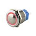 SeKi Roestvrij stalen drukknop Ø19mm tastend gewelfde kopvorm gekleurd verlichte LED-ring in rood soldeeroogjes/platte stekker 0,5x2,8 aansluiting; belknop