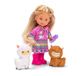 Simba Evi Love Alpacas Pop met alpacas, schattige outfit, 2 dierfiguren met accessoires, poppenset met drinkfles, speelgoed voor kinderen, 12 cm, vanaf 3 jaar