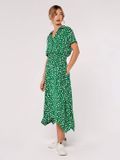 Apricot Midi-jurk met schilderachtige stippen en smockwerk