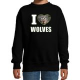 Bellatio Decorations I love wolves sweater zwart voor kinderen