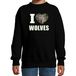 Bellatio Decorations I love wolves sweater zwart voor kinderen