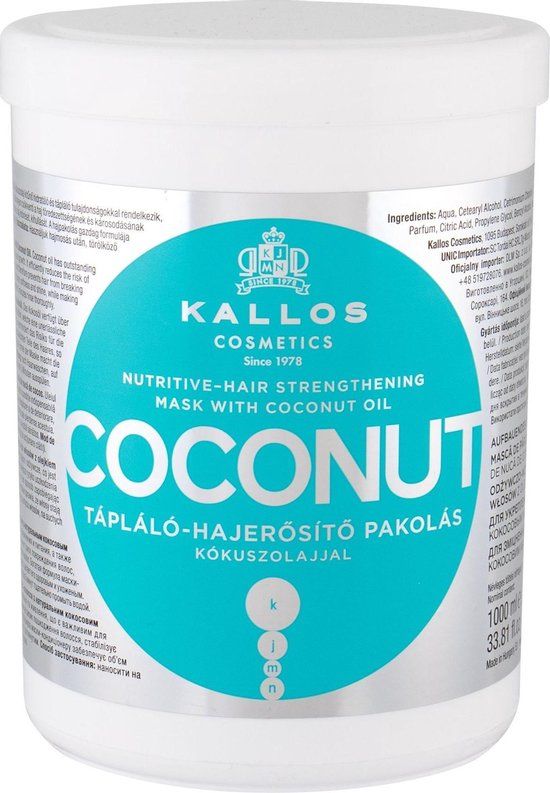 Kallos Cosmetics Coconut Haarmasker - 1 L - Alle haartypes - Dermatologisch getest