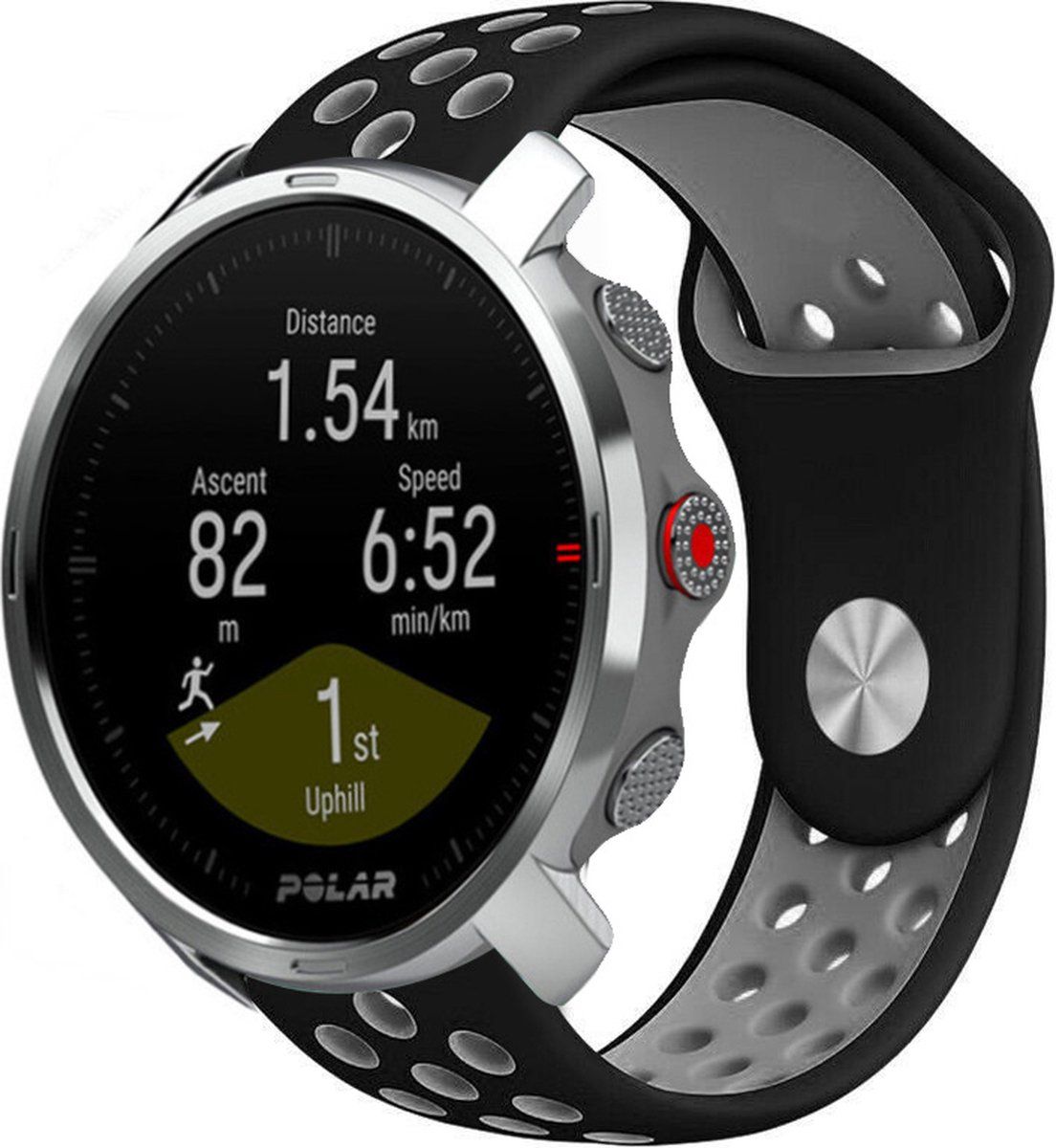Strap-it Polar Grit X sport band - zwart/grijs