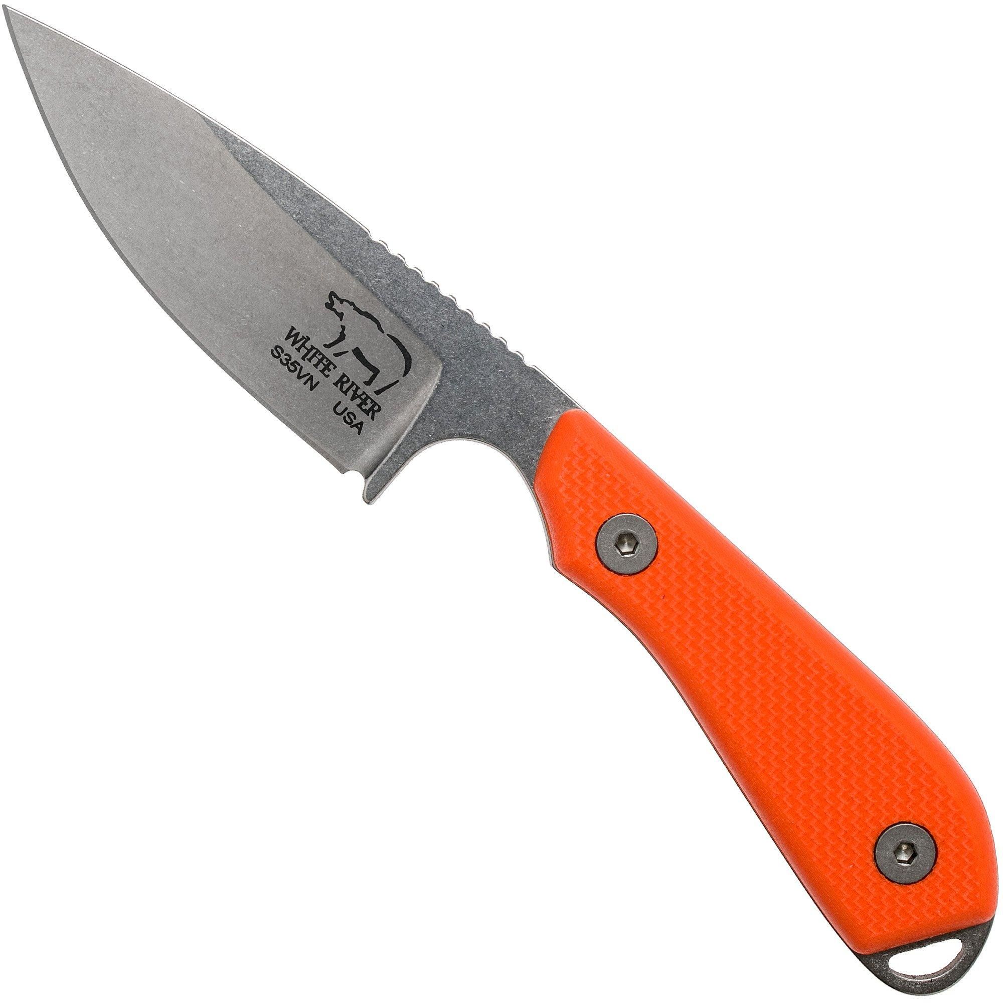 White River Knives M1 Backpacker Pro Orange G10 vaststaand mes, Kydex schede - 0712131451285