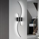 Comely Binnen LED Wandlamp 27W Moderne Wandlamp - 80CM Zwart Gebogen Design Muurverlichting voor Gang Woonkamer Slaapkamer Trap Keuken, 6500K Koel Licht
