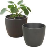 Floran Pot Boule - 2x - Mat Antraciet - Keramiek - D13 x H12 cm