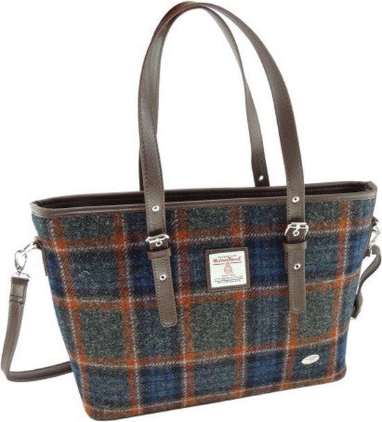 Glen Appin of Scotland Spey Harris Tweed Schoudertas - Grijs/Roestbruin - Groot