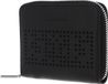 COCCINELLE Leren Portemonnee Metallic Perforee Leather Zip Around Wallet Noir Zwart