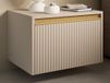 Vente-unique Set van 2 nachtkastjes, hangend of staand met 1 lade - MDF - Beige en goudkleurig - POSINIA