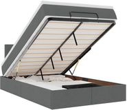 vidaXL Bed poef met matras en LED's 120x200 cm stof donkergrijs