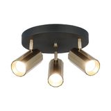 Opviq Elegante metalen kroonluchter, zwart en antiek gelakt, diameter 6 cm, hoogte 15 cm, 3 x GU10 max. 7 W lampen inbegrepen, stijlvolle verlichting voor moderne ruimtes