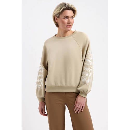 Lady Day gebloemde sweater beige