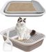 Merkloos Inklapbare kattenbak met schep, lage instap, grijs, 53 x 40 x 13,5 cm
