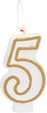 Folat Kaars cijfer 5 simply chique gold 9 cm