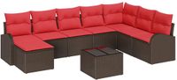 vidaXL Tuinbank Set 9-delig Bruin Polyrattan Hoek loungeset