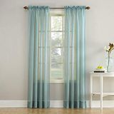 Nr. Erica Nr. 918 Crushed Texture Sheer Voile Rod Pocket Curtain Panel, 51 inch x 63 inch, zwart