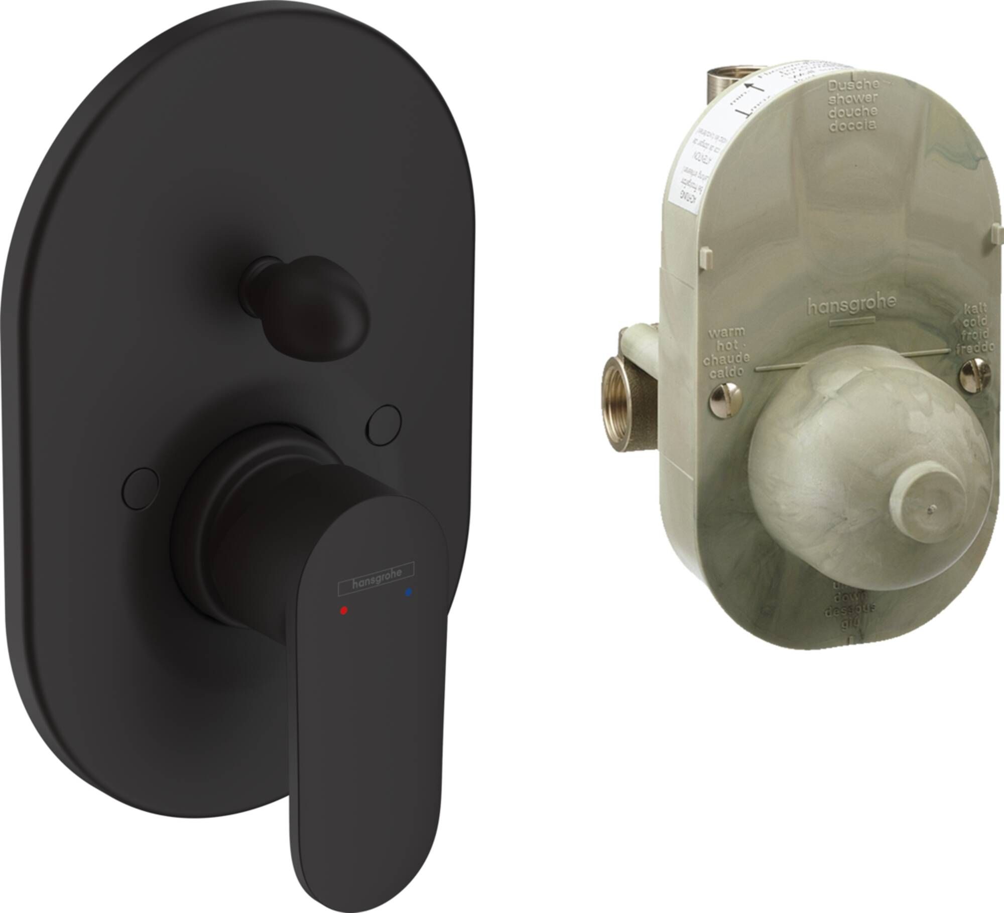 Hansgrohe Vernis Blend afbouwdeel v. inbouw badkraan m. omstel incl. inbouwdeel mat zwart 71473670